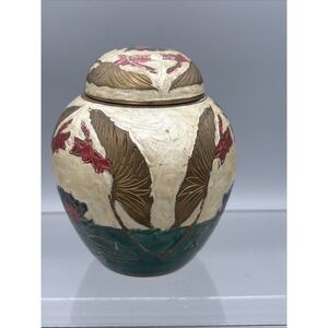 Vintage Cloisonné Ginger Jar Urn W/ Lid Brass Handpainted Enamel 5.5" India